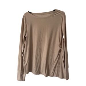 Old Navy Active Cloud 94 Soft Long Sleeve Top Tan Beige Thumbhole Go-Dry Medium